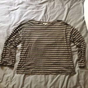 Never Worn Madewell Brown and Black Striped Shirt